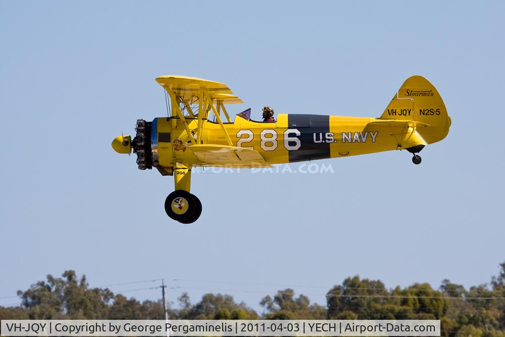 VH-JQY, 1943 Boeing E75 C/N 75-5793, Antique Aeroplane Assn of Australia National Fly-in.