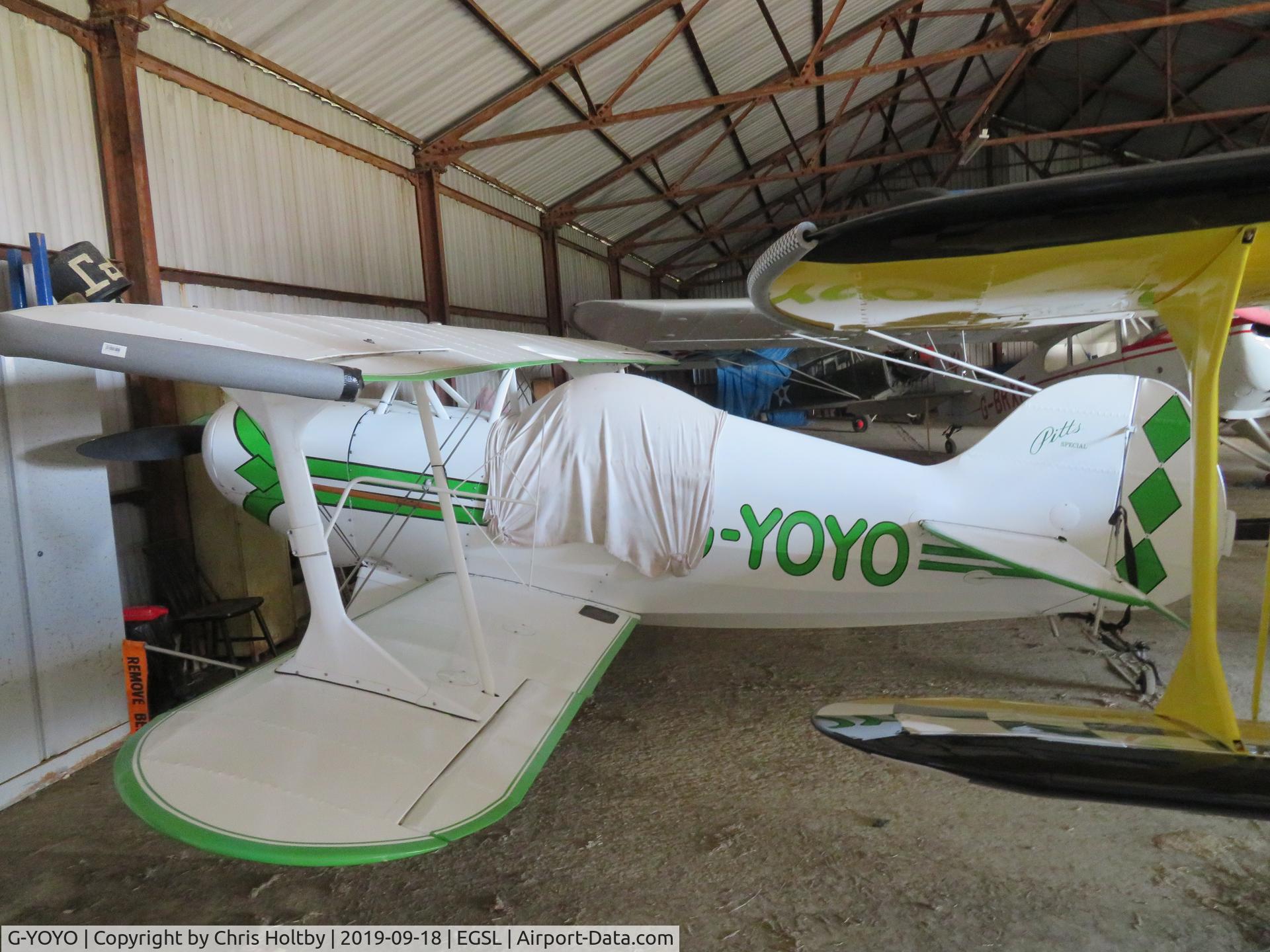 G-YOYO, 1984 Pitts S-1E Special C/N PFA 009-10885, Pitts Special still resident & hangared at Andrewsfield
