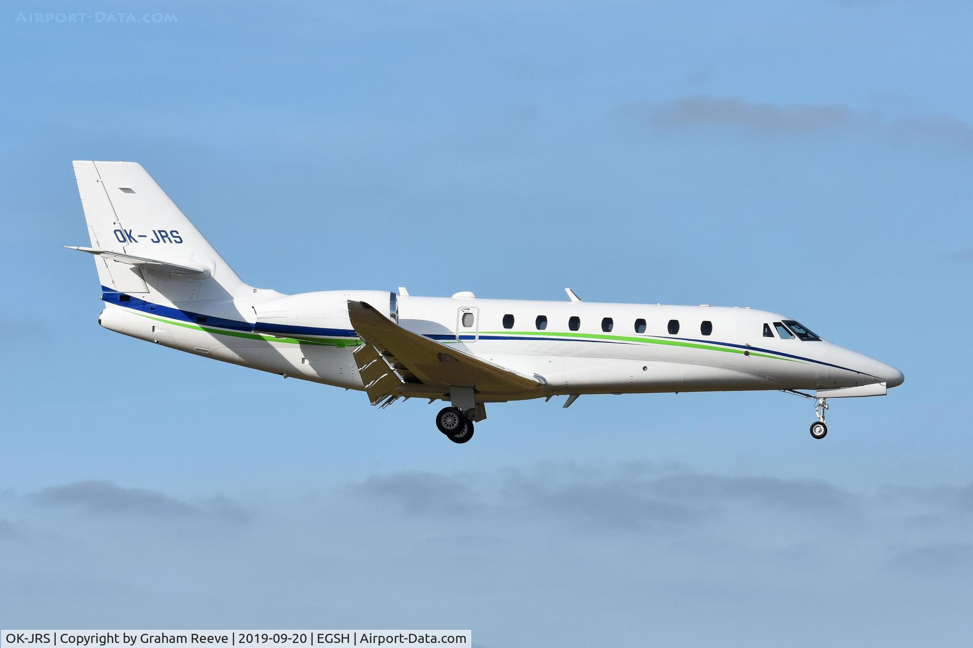 OK-JRS, 2018 Cessna 680 Citation Sovereign C/N 680-0586, Landing at Norwich.