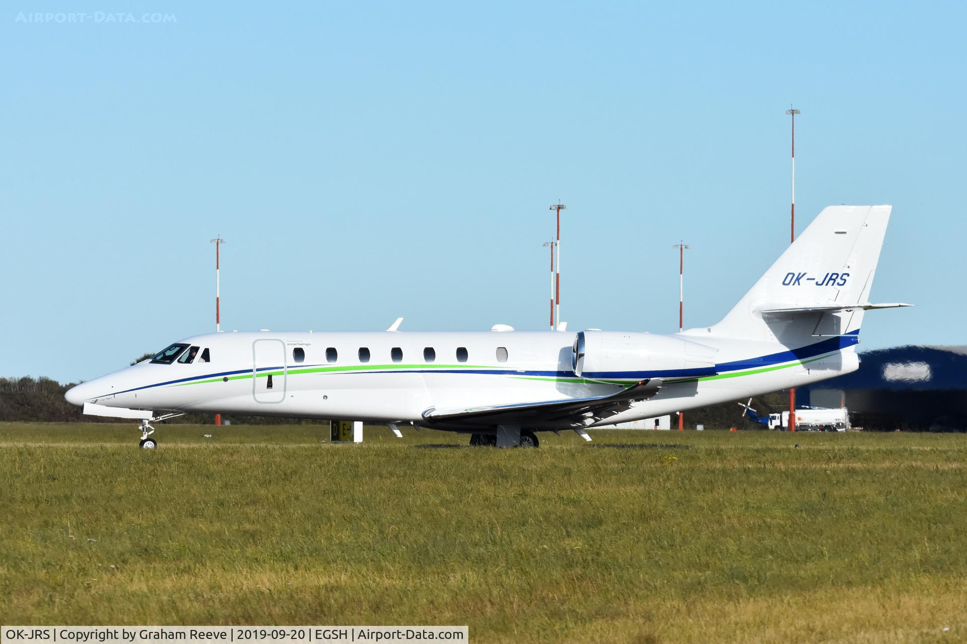 OK-JRS, 2018 Cessna 680 Citation Sovereign C/N 680-0586, Departing from Norwich.