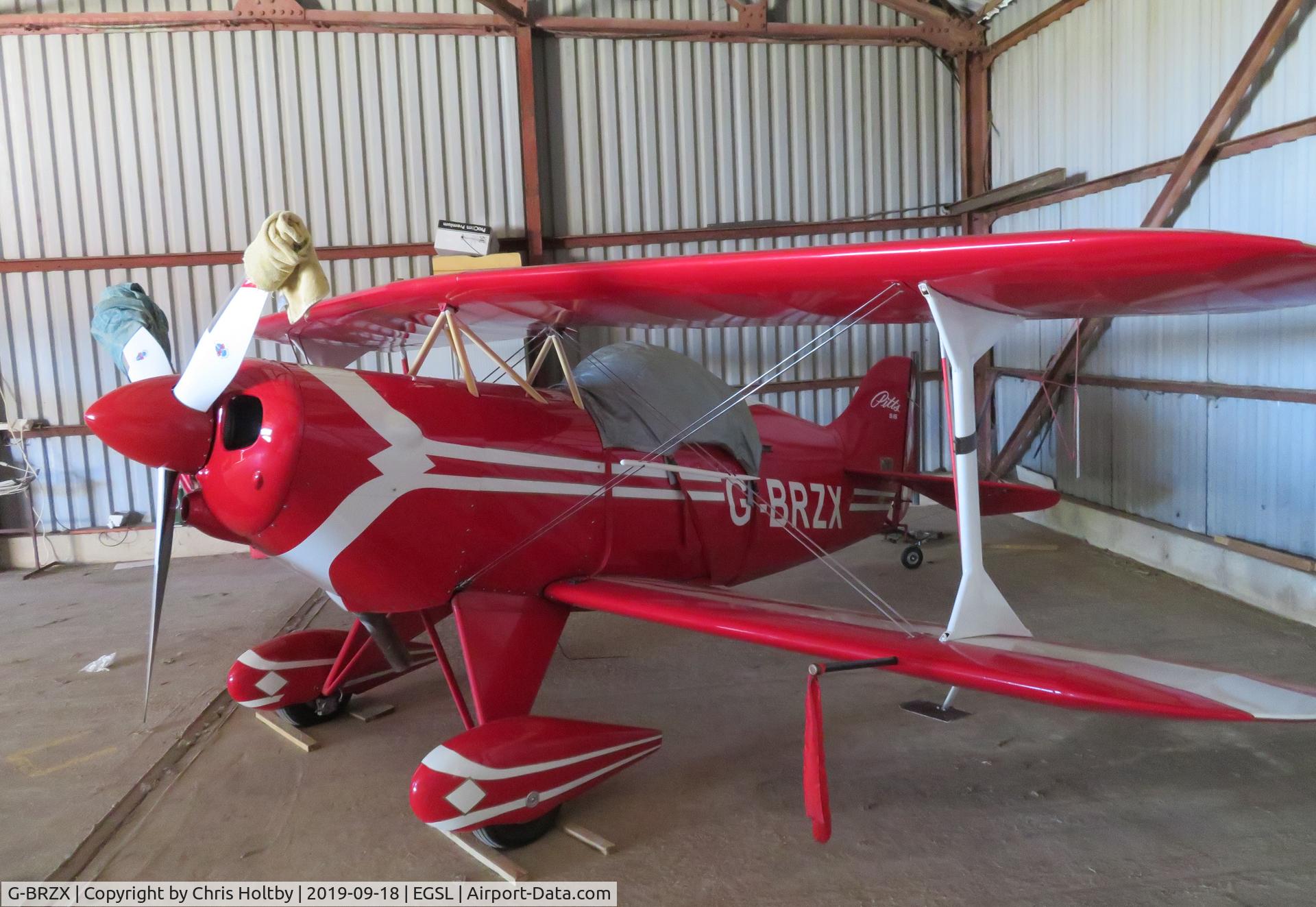 G-BRZX, 1984 Pitts S-1S Special C/N 711-H, Andrewsfield resident hangared
