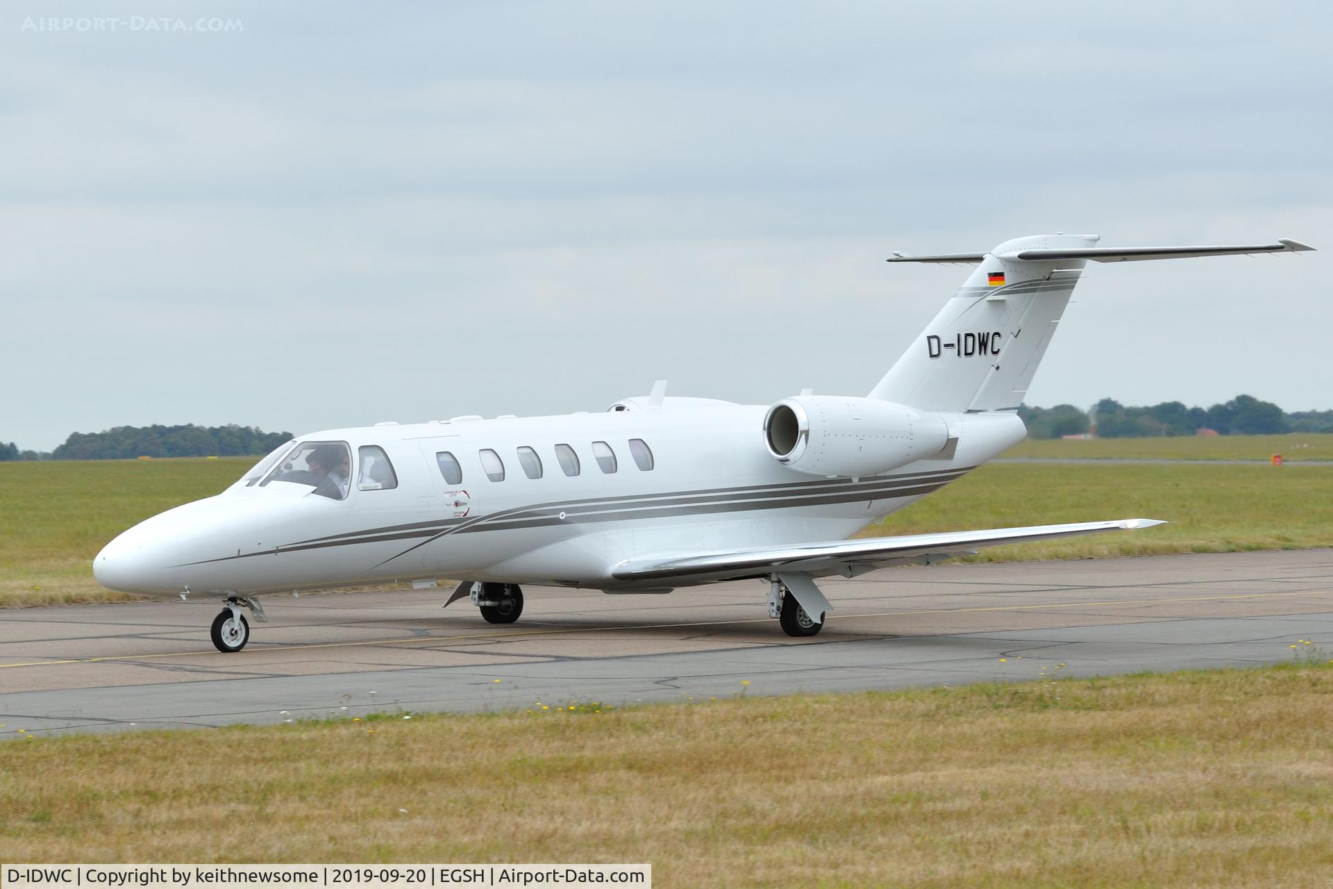 D-IDWC, Cessna 525A CitationJet CJ2+ C/N 525A-0447, Arriving at Norwich from Cologne.