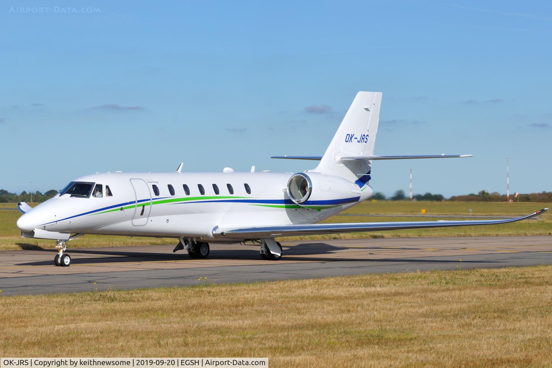 OK-JRS, 2018 Cessna 680 Citation Sovereign C/N 680-0586, Arriving at Norwich from Menorca.