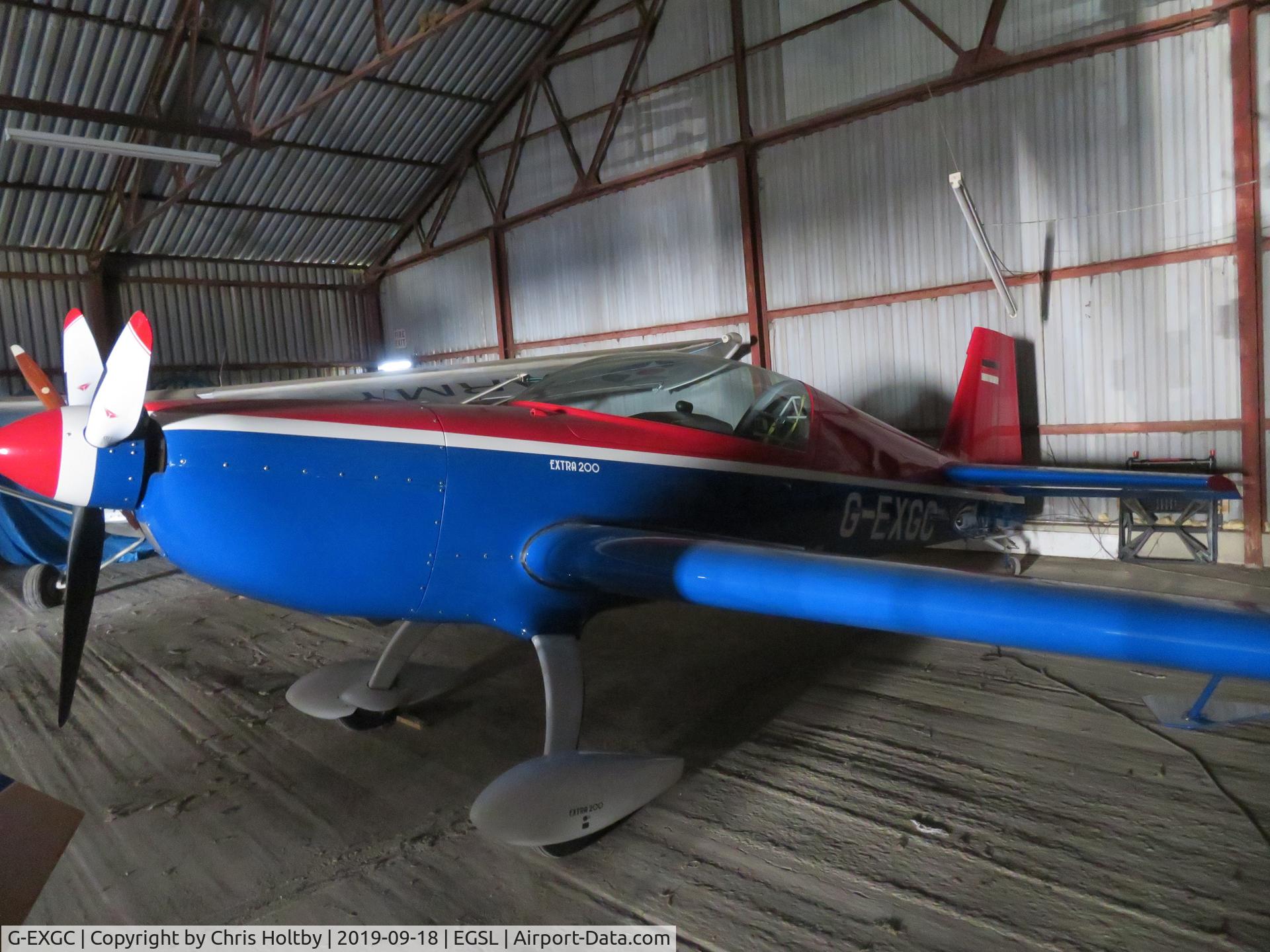 G-EXGC, 1999 Extra EA-300/200 C/N 027, Resident and hangared at Andrewsfield