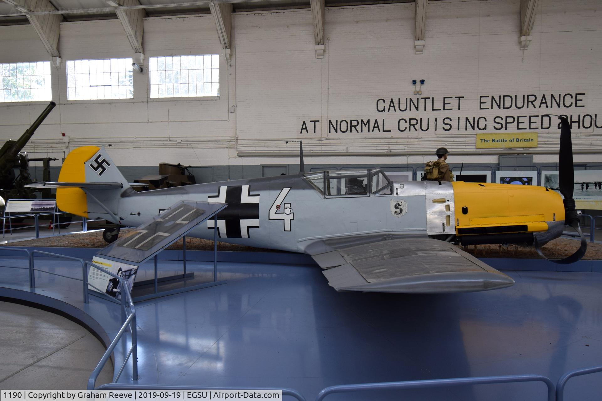 1190, Messerschmitt Bf-109E-3 C/N 1190, On display at the IWM, Duxford.