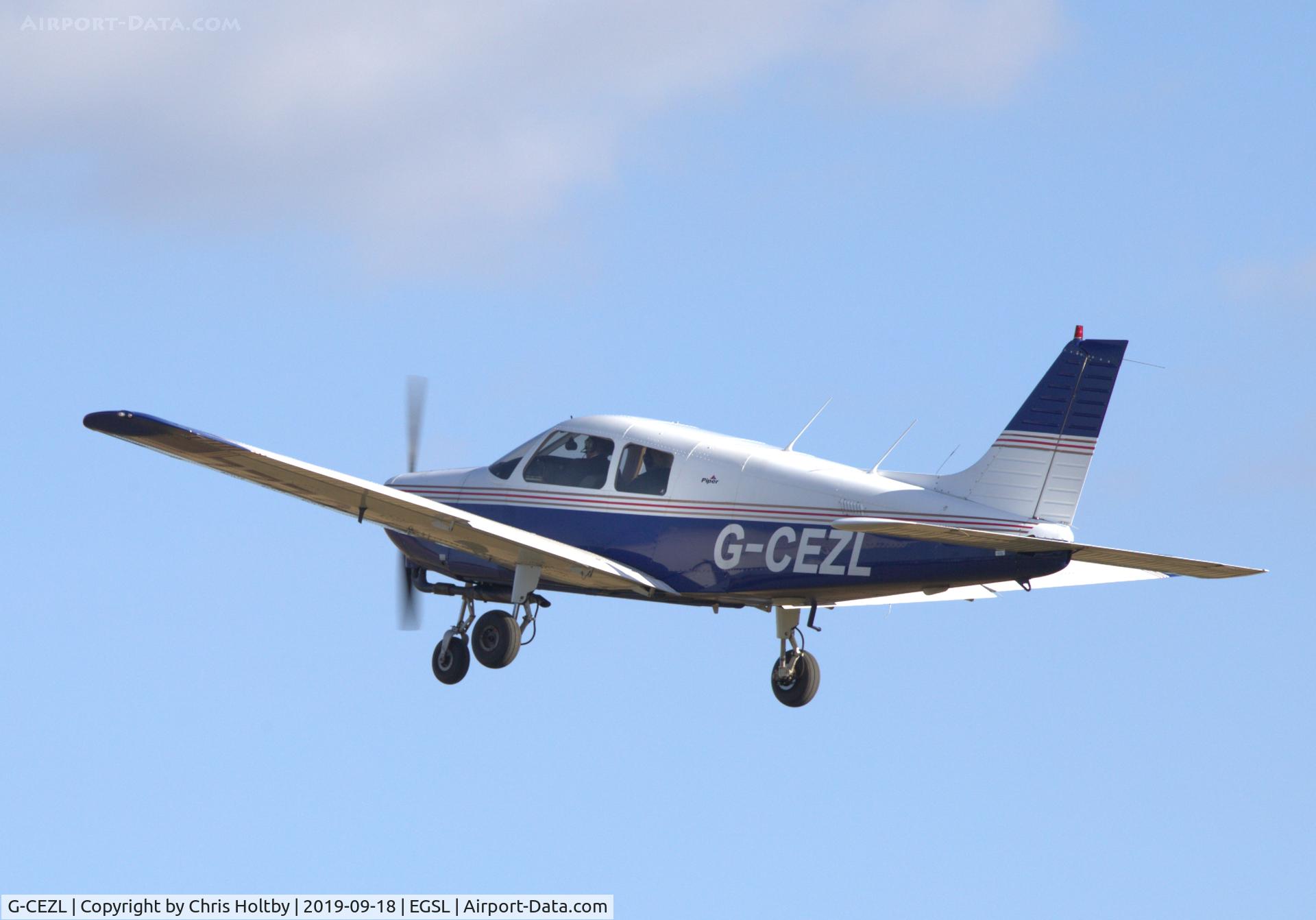 G-CEZL, 1989 Piper PA-28-161 Cadet C/N 2841247, 1989 Piper Cadet taking off at Andrewsfield