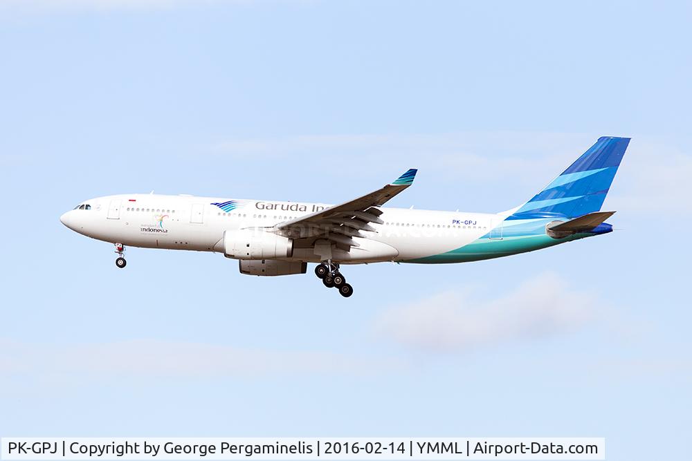 PK-GPJ, 2009 Airbus A330-243 C/N 988, On final for runway 16.