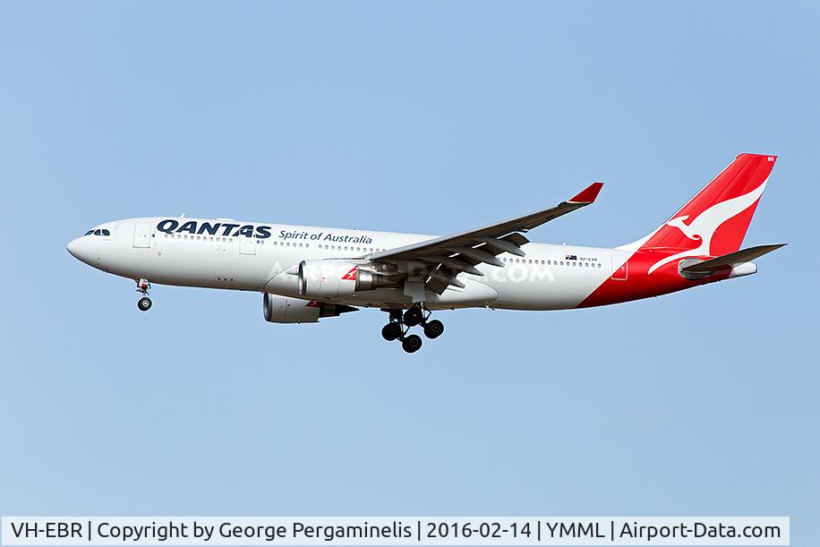 VH-EBR, 2011 Airbus A330-202 C/N 1251, On final for runway 16.