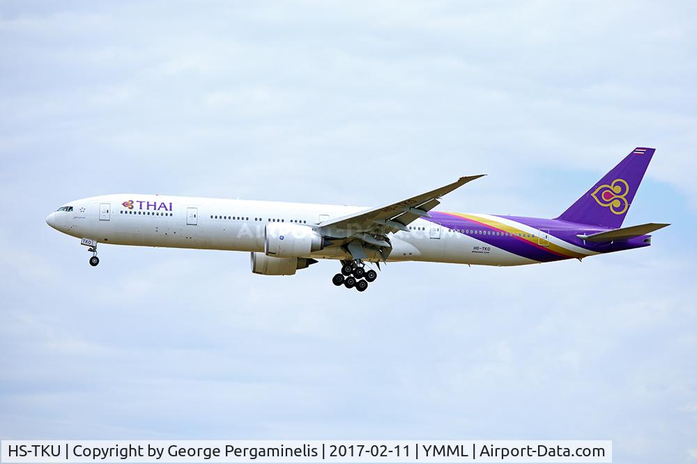 HS-TKU, 2013 Boeing 777-3D7/ER C/N 42110, On final for runway 16.