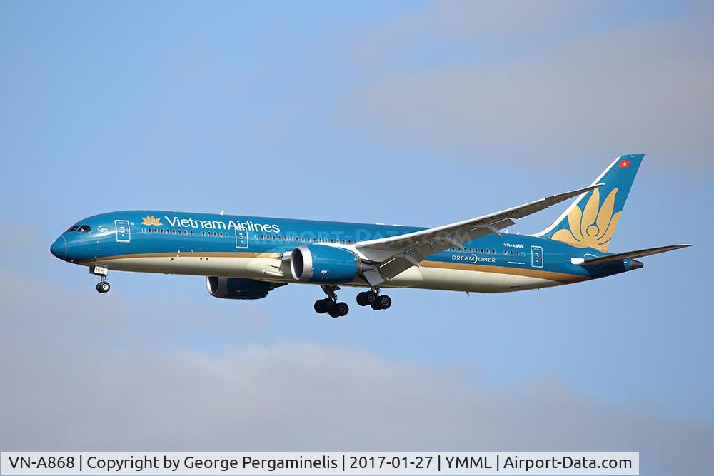 VN-A868, 2016 Boeing 787-9 Dreamliner Dreamliner C/N 39288, On final for runway 16.