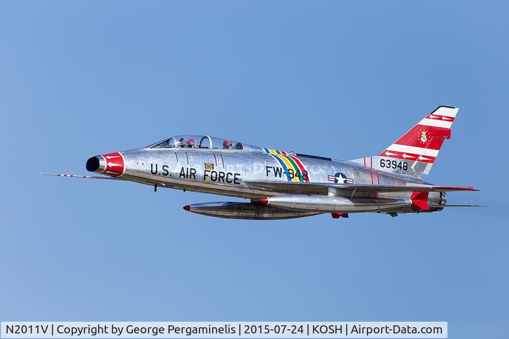 N2011V, 1958 North American F-100F Super Sabre C/N 243-224, Participating in the daily airshow.