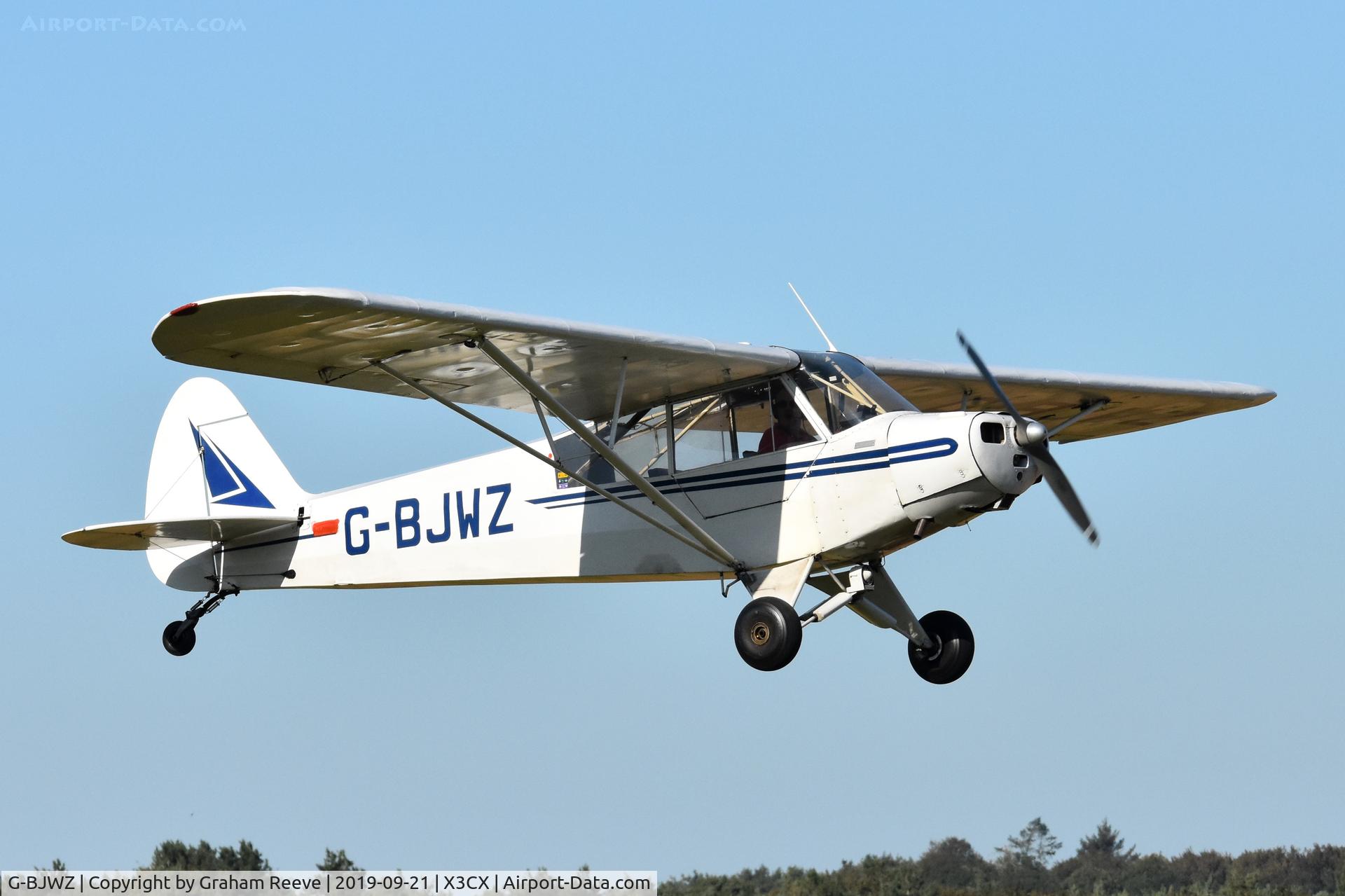 G-BJWZ, 1951 Piper L-18C Super Cub (PA-18-95) C/N 18-1361, Departing from Northrepps.