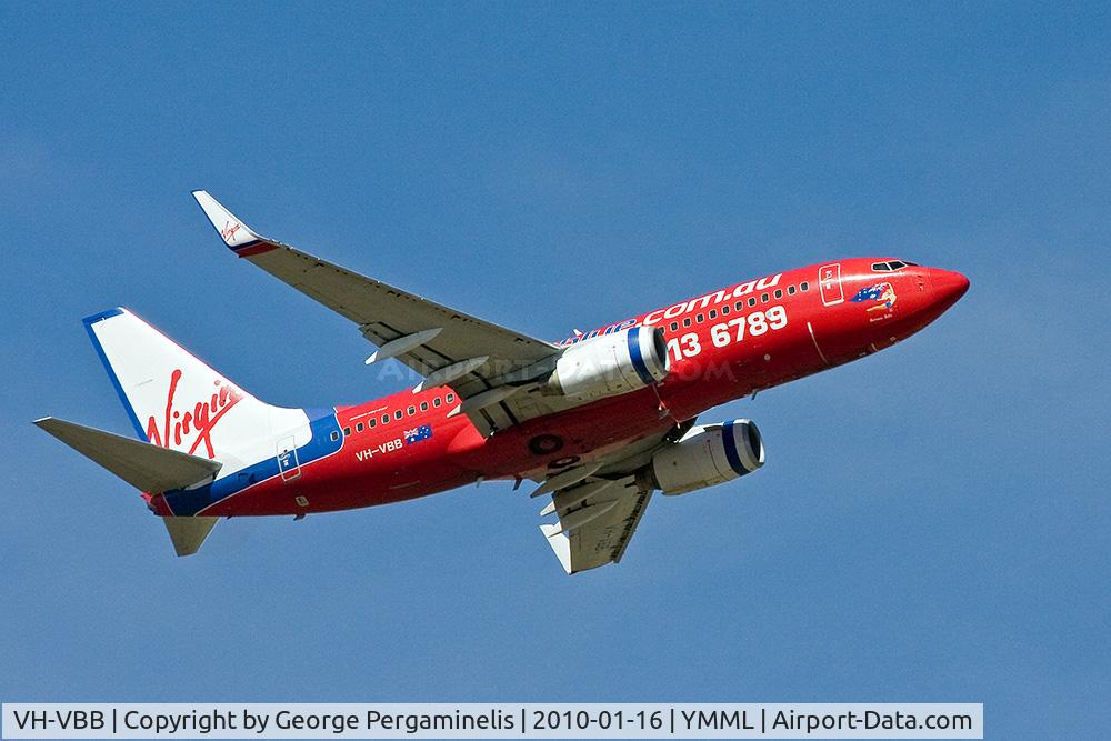 VH-VBB, 2001 Boeing 737-7Q8 C/N 28240, Departing from runway 34.