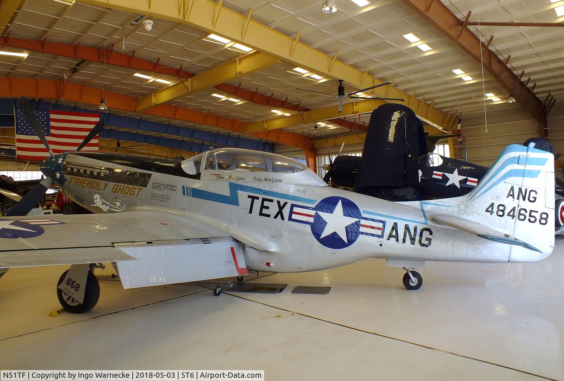 N51TF, 1944 North American F-51D Mustang C/N 44-84658, North American P-51D (converted by Temco to TF-51D Mustang Trainer) at the War Eagles Air Museum, Santa Teresa NM