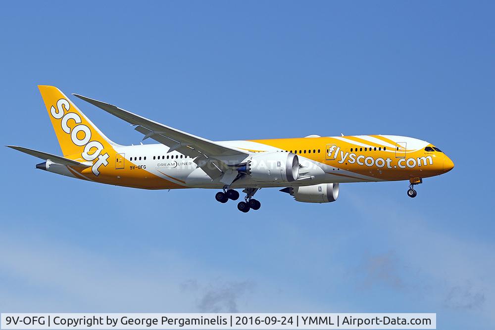 9V-OFG, 2016 Boeing 787-9 Dreamliner C/N 37123, On final for runway 34.