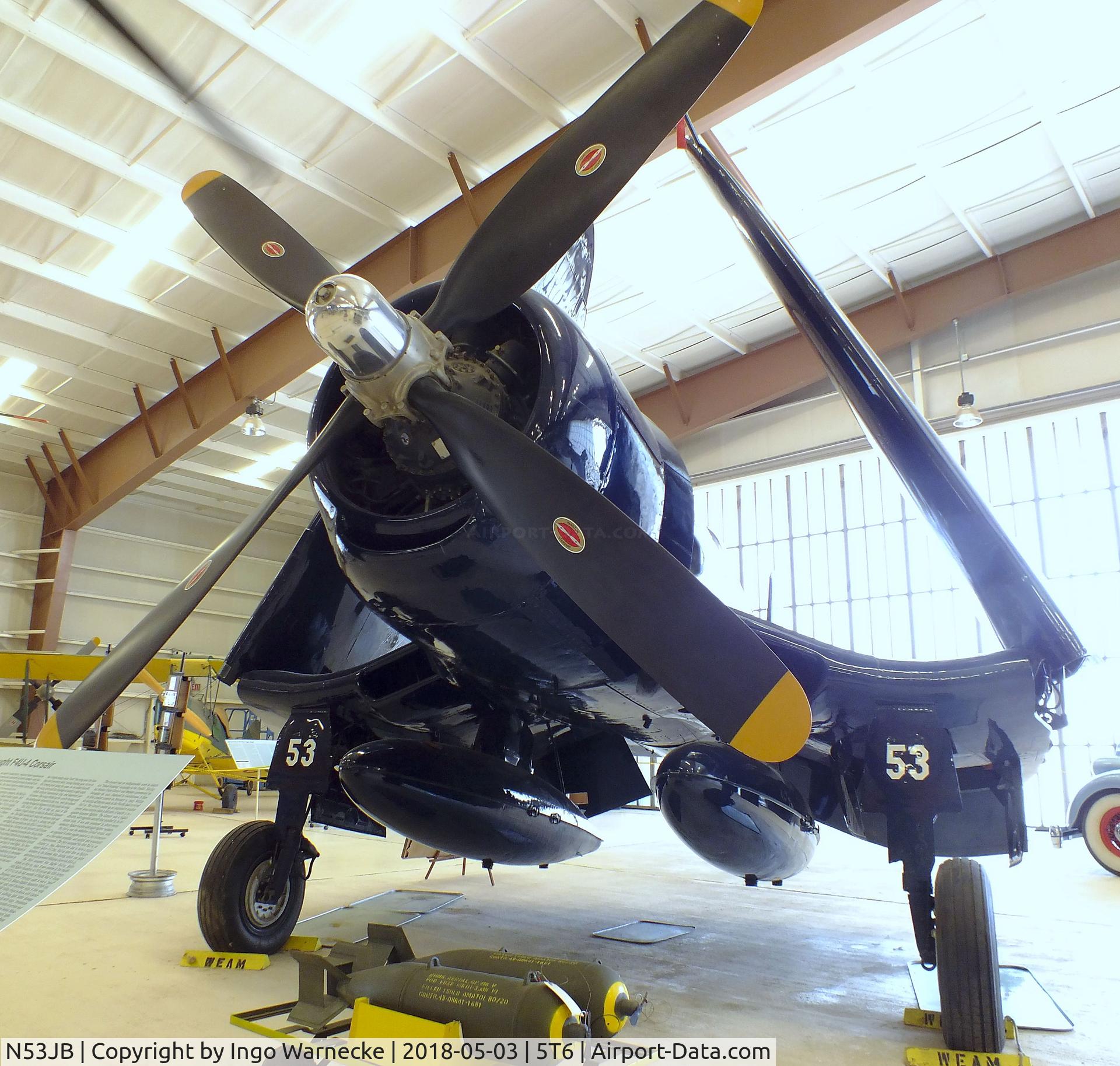 N53JB, 1942 Vought F4U-4 Corsair C/N 8423, Vought F4U-4 Corsair at the War Eagles Air Museum, Santa Teresa NM