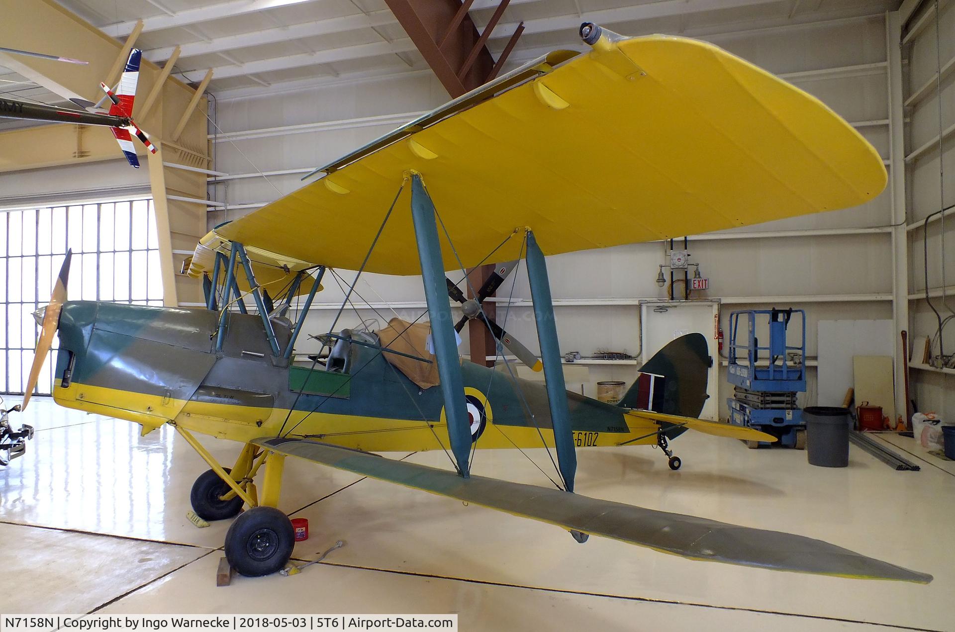 N7158N, De Havilland DH-82A Tiger Moth II Tiger Moth II C/N 84569, De Havilland D.H.82A Tiger Moth at the War Eagles Air Museum, Santa Teresa NM