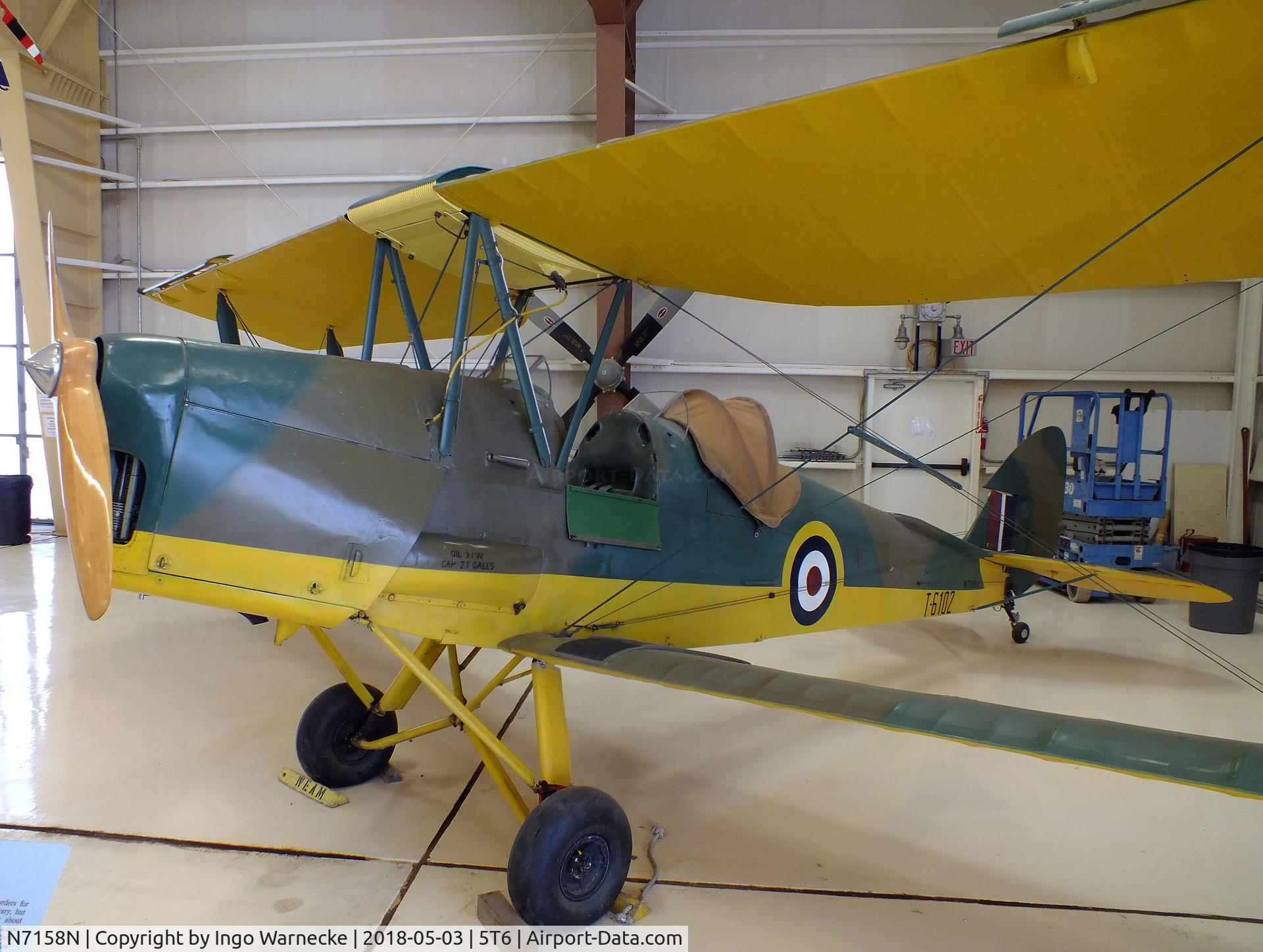 N7158N, De Havilland DH-82A Tiger Moth II Tiger Moth II C/N 84569, De Havilland D.H.82A Tiger Moth at the War Eagles Air Museum, Santa Teresa NM