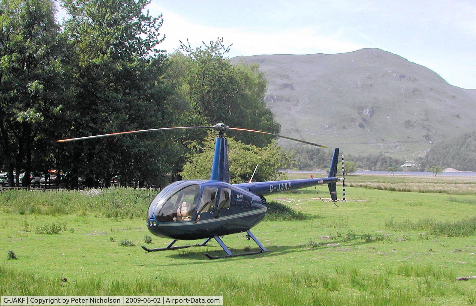 G-JAKF, 2005 Robinson R44 Raven II C/N 10866, This Raven II was a visitor to the Borrowdale Valley in the Lake District in the Summer of 2009..