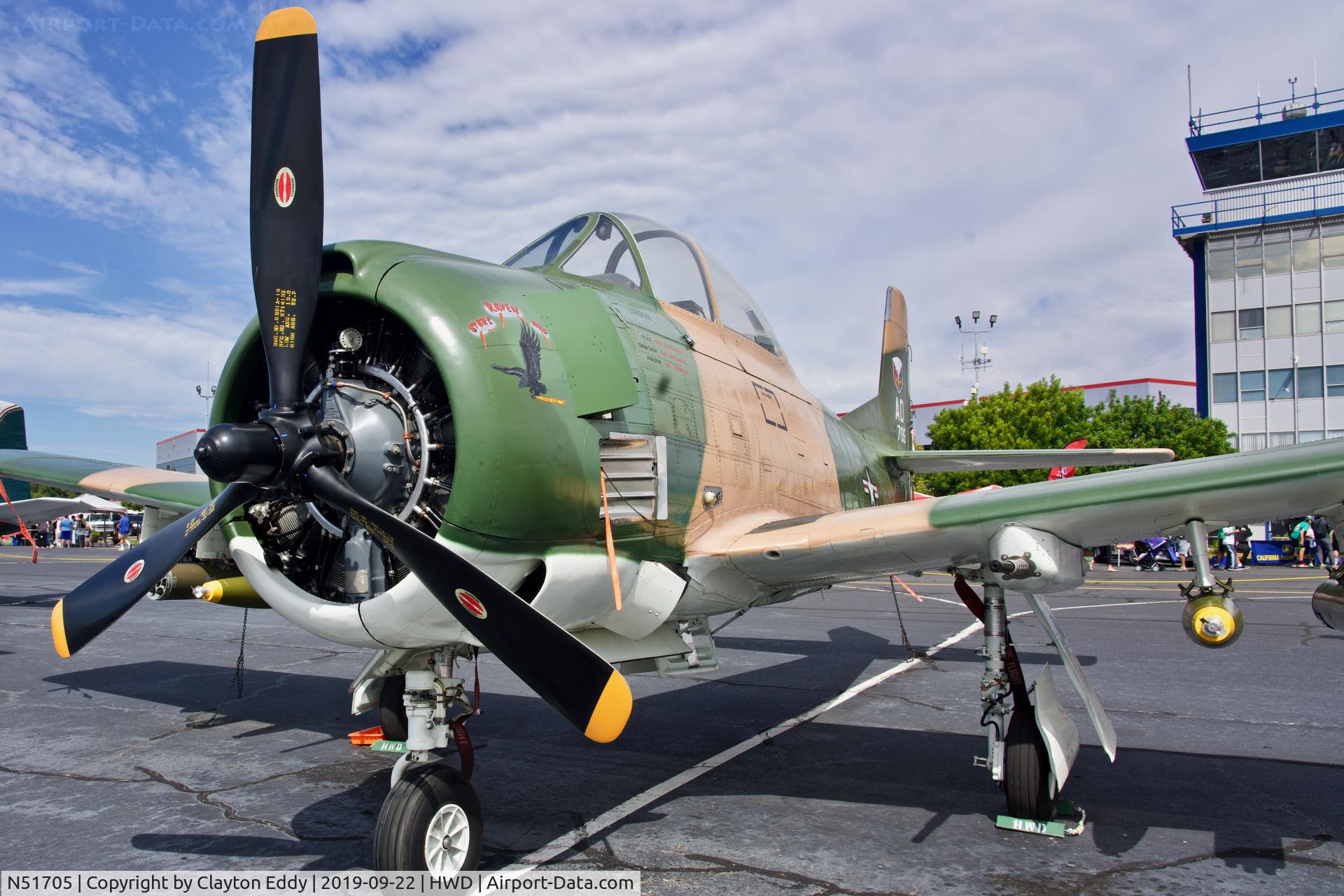 N51705, 1951 North American T-28A Trojan C/N 174-243, Hayward Airport Open House. California 2019.
