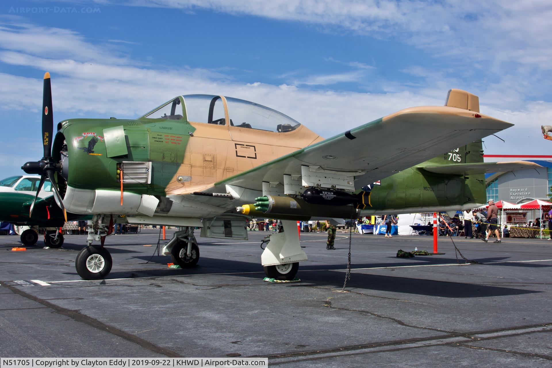 N51705, 1951 North American T-28A Trojan C/N 174-243, Hayward Airport Open House. California 2019.