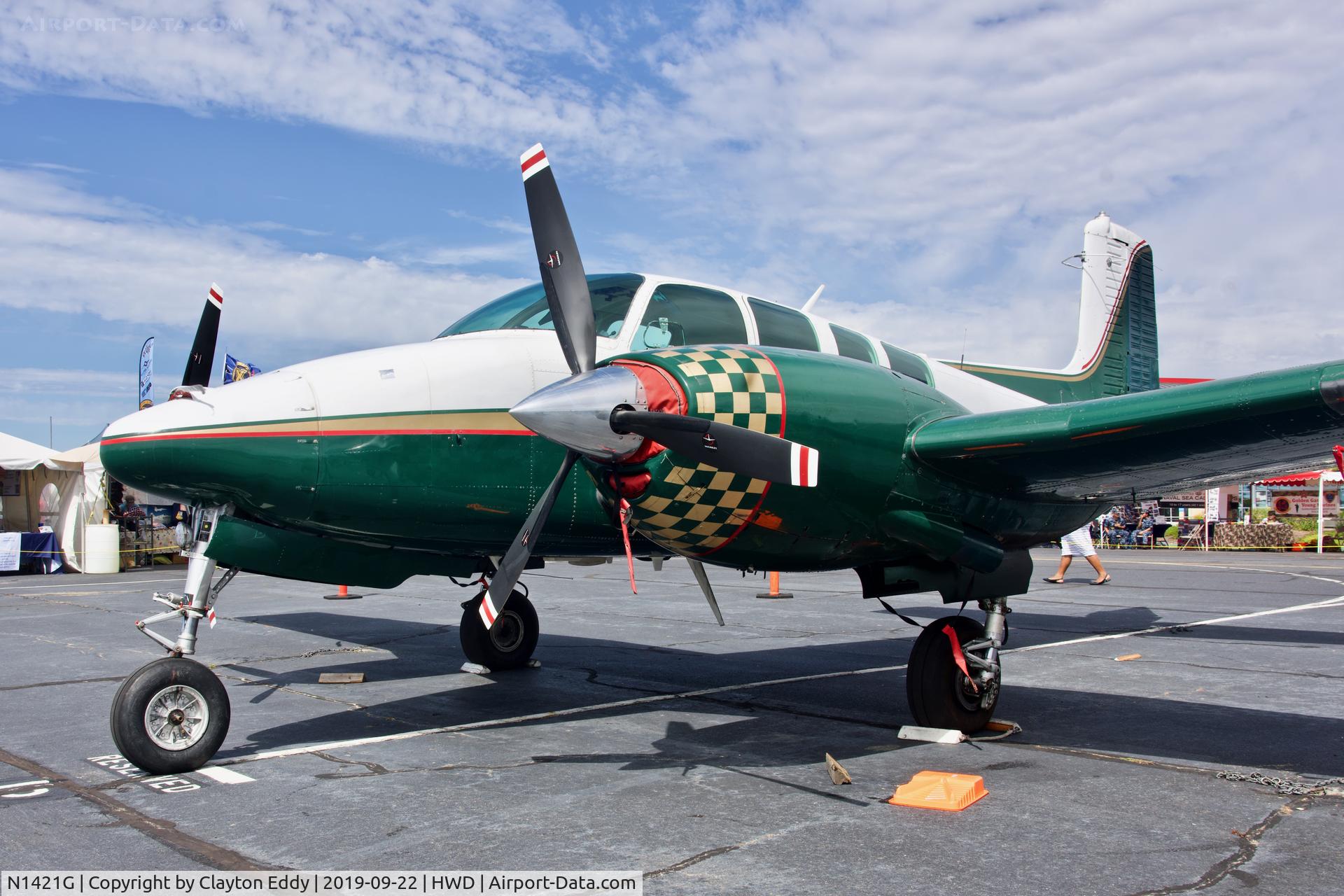 N1421G, 1962 Beech D50E Twin Bonanza C/N DH-333, Hayward Airport Open House California 2019.