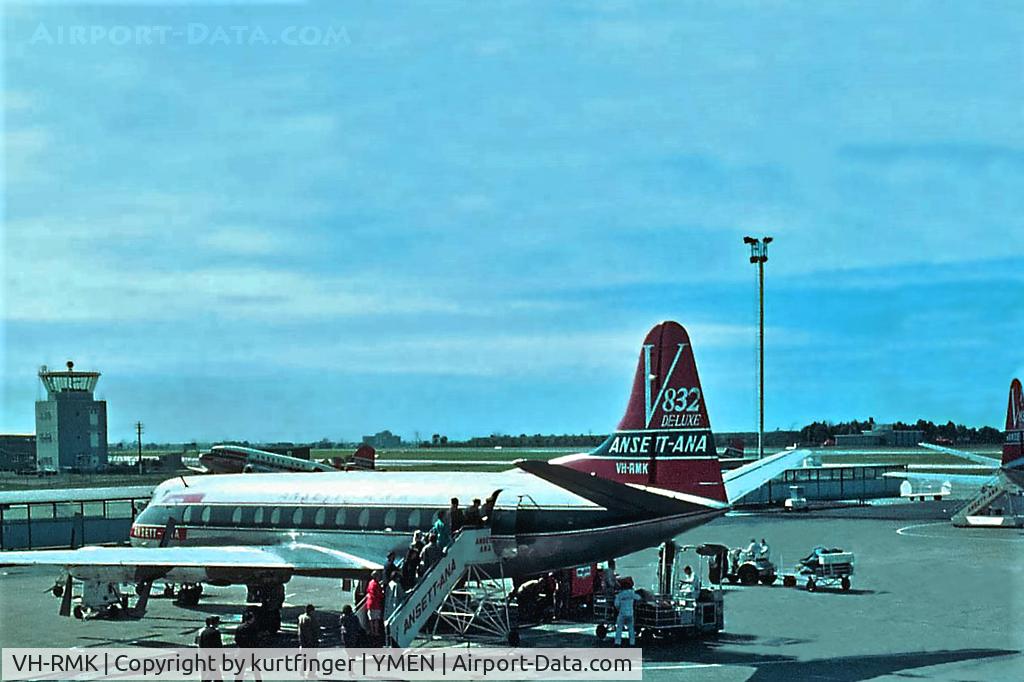 VH-RMK, 1958 Vickers Viscount 812 C/N 355, Vickers Viscount 812 VH-RMK Ansett-ANA. Essendon Airport 1964.