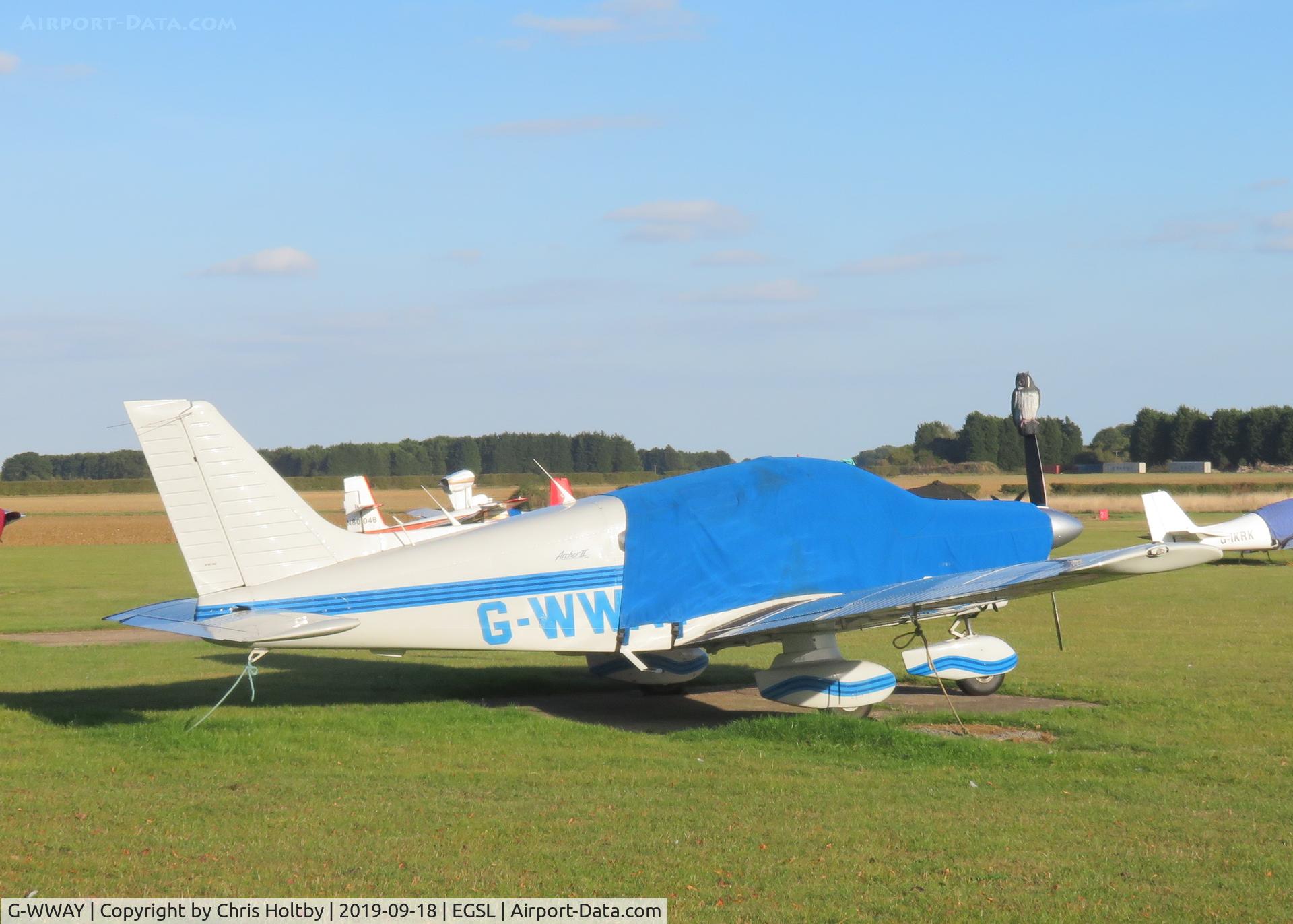G-WWAY, 1986 Piper PA-28-181 Cherokee Archer II C/N 28-8690031, Parked under cover at Andrewsfield