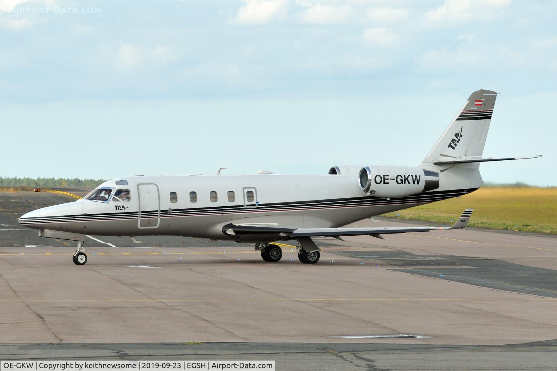 OE-GKW, 2003 Gulfstream Aerospace G100 C/N 150, Arriving at Norwich from Rhodes, Greece.