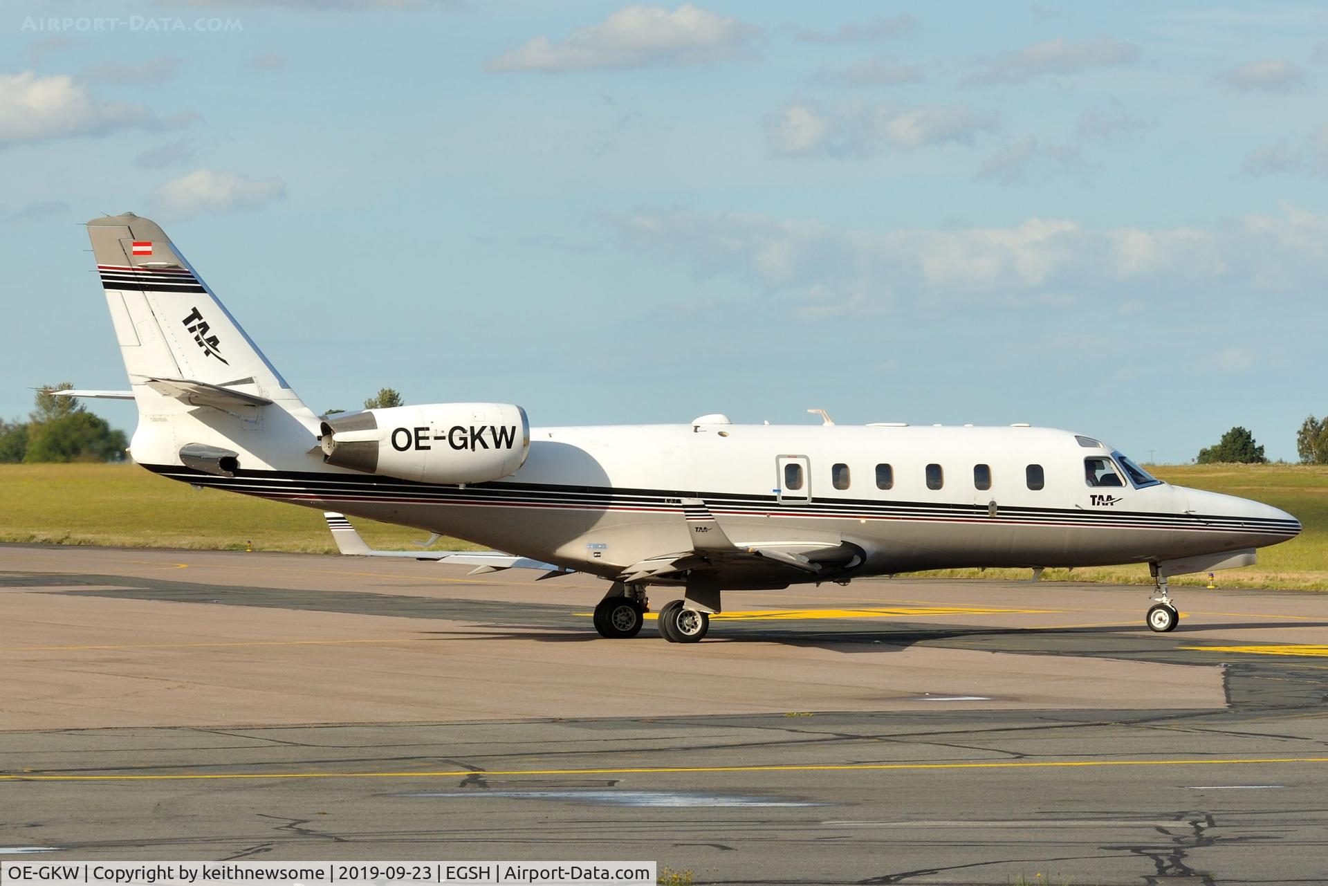 OE-GKW, 2003 Gulfstream Aerospace G100 C/N 150, Leaving Norwich for Innsbruck, Austria.