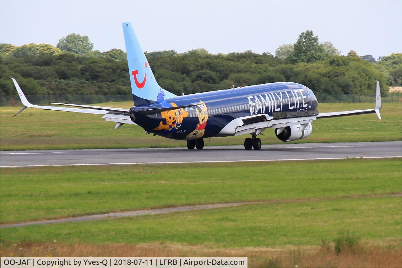 OO-JAF, 2007 Boeing 737-8K5 C/N 35133, Boeing 737-8K5, Landing rwy 25L, Brest-Bretagne airport (LFRB-BES)