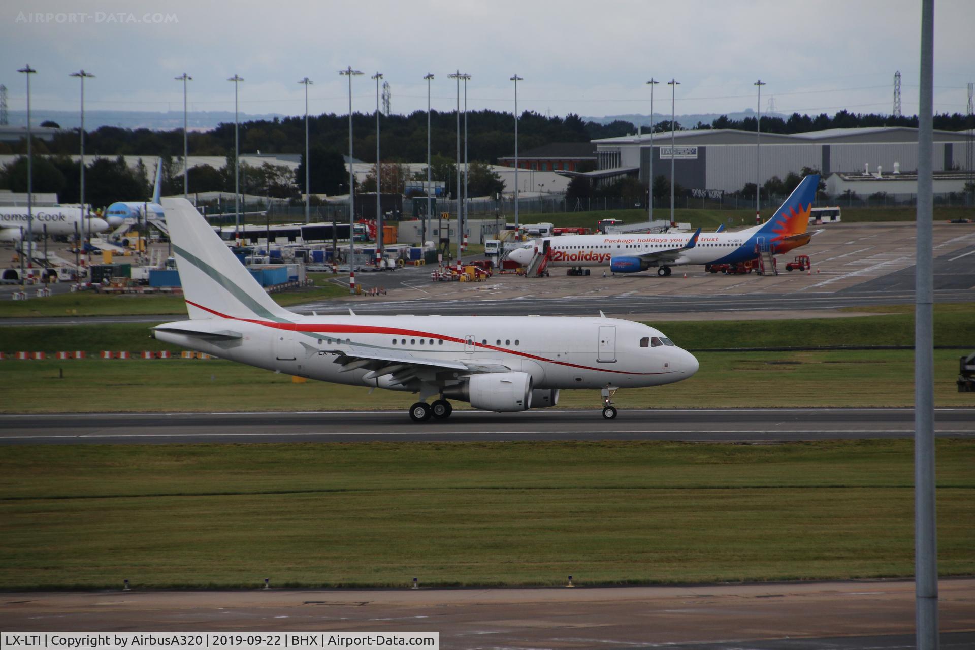 LX-LTI, 2010 Airbus A318-112CJ Elite C/N 4169, Landing at Birmingham