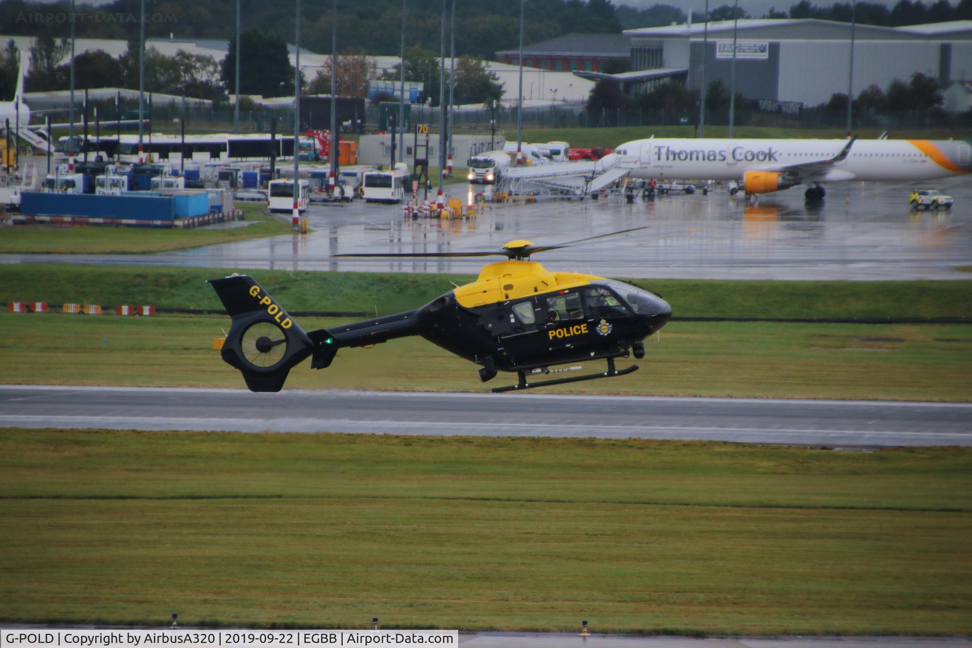 G-POLD, 2003 Eurocopter EC-135T-2 C/N 0300, returning after a call at BHX