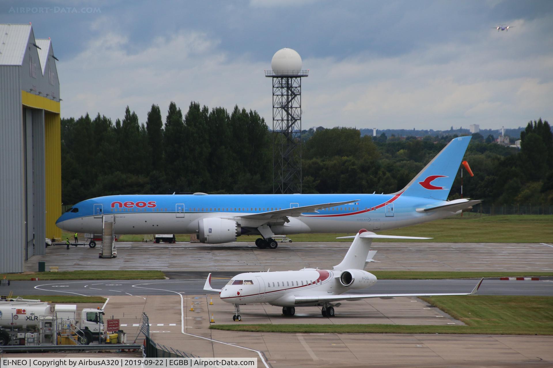 EI-NEO, 2017 Boeing 787-9 Dreamliner C/N 38785, Emerged from former Monarch Engineering hangar at BHX, was in for engine change