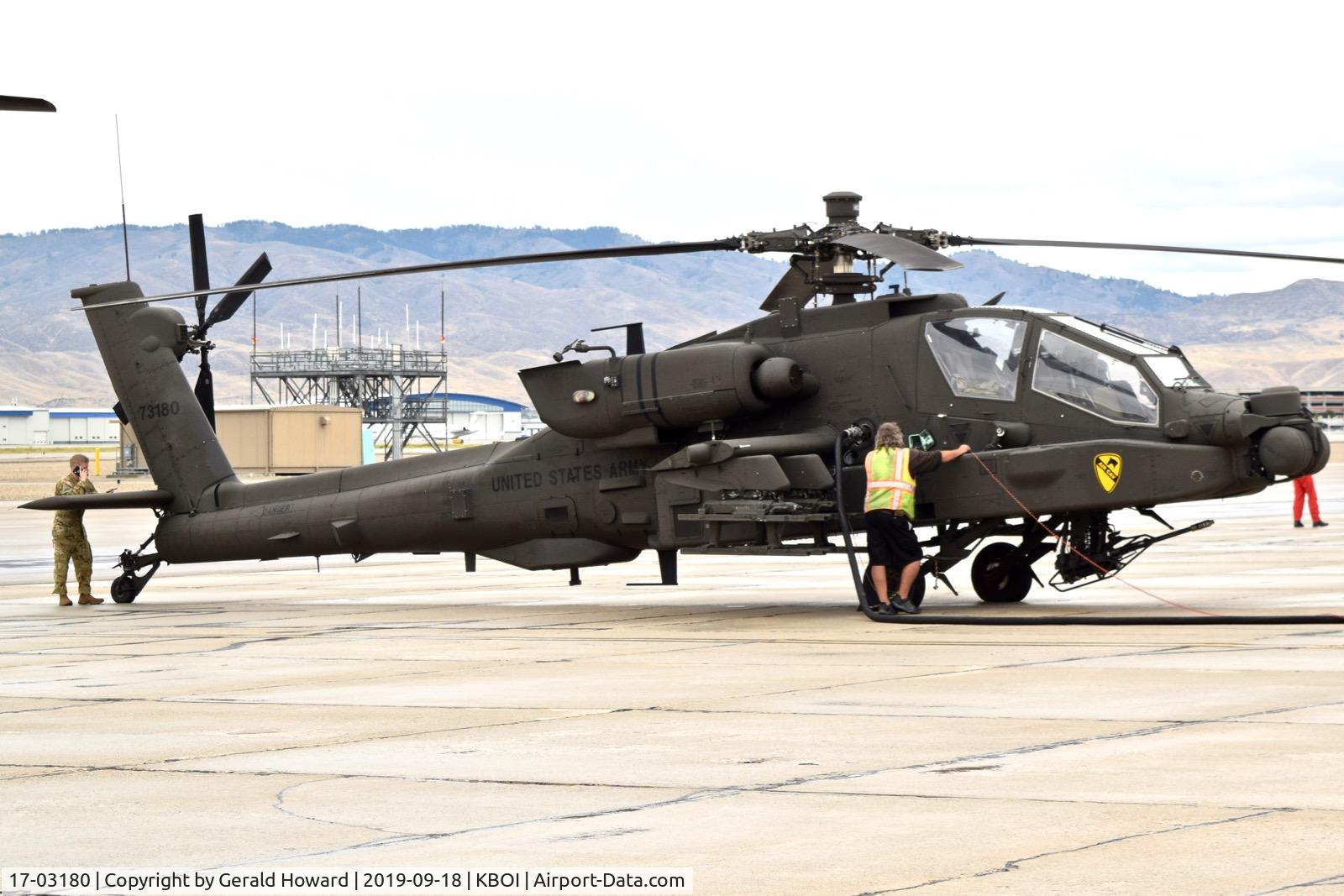17-03180, 2017 Boeing AH-64E Apache Guardian C/N MM180, Parked on the south GA ramp for refueling.