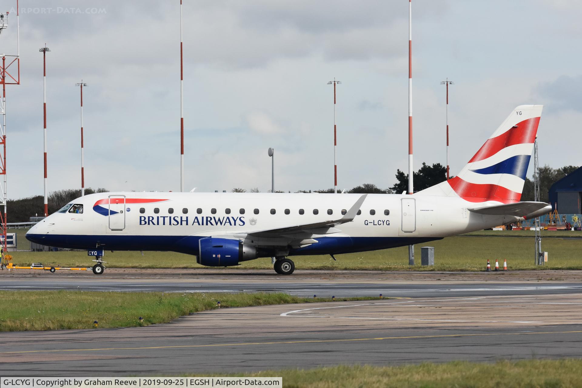 G-LCYG, 2009 Embraer 170STD (ERJ-170-100STD) C/N 17000300, Parked at Norwich.