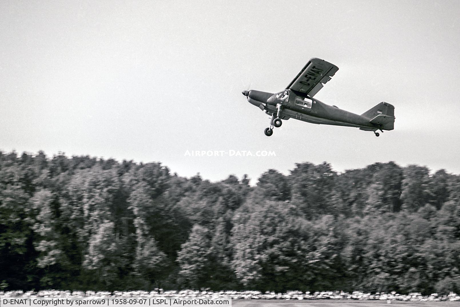 D-ENAT, 1960 Dornier Do-27A-4 C/N 27-1003-443, Fluegerchilbi Langenthal-Bleienbach. Scanned from 6x9 b+w negative.