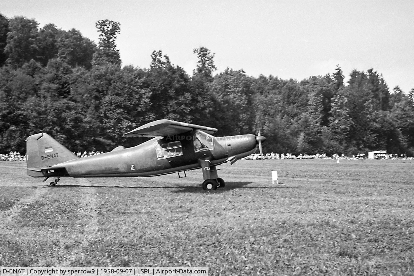 D-ENAT, 1960 Dornier Do-27A-4 C/N 27-1003-443, Fluegerchilbi Langenthal-Bleienbach. Scanned from 6x9 b+w negative.