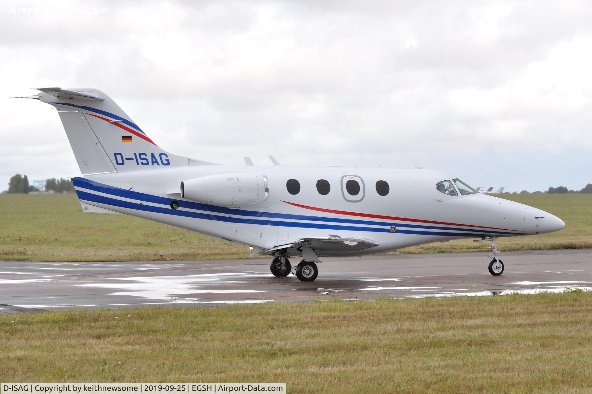 D-ISAG, 2007 Hawker Beechcraft 390 Premier IA C/N RB-221, Leaving Norwich for Berlin.