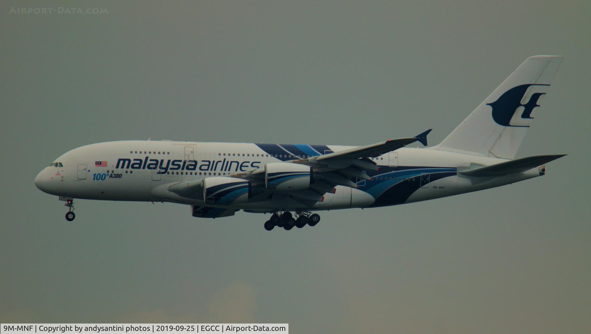 9M-MNF, 2012 Airbus A380-841 C/N 114, on app into man egcc uk bringing thomas cook pax home.