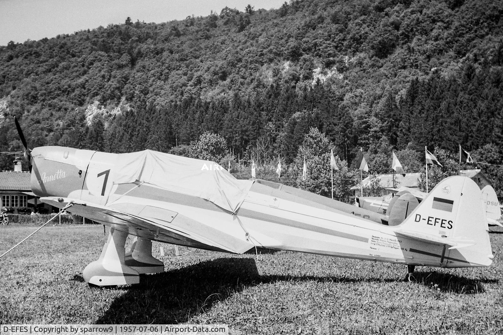D-EFES, 1941 Klemm Kl-35D C/N 1853, Rallye de la Montre Biel-Boezingen. Scanned from a 6x9 b+w negative.