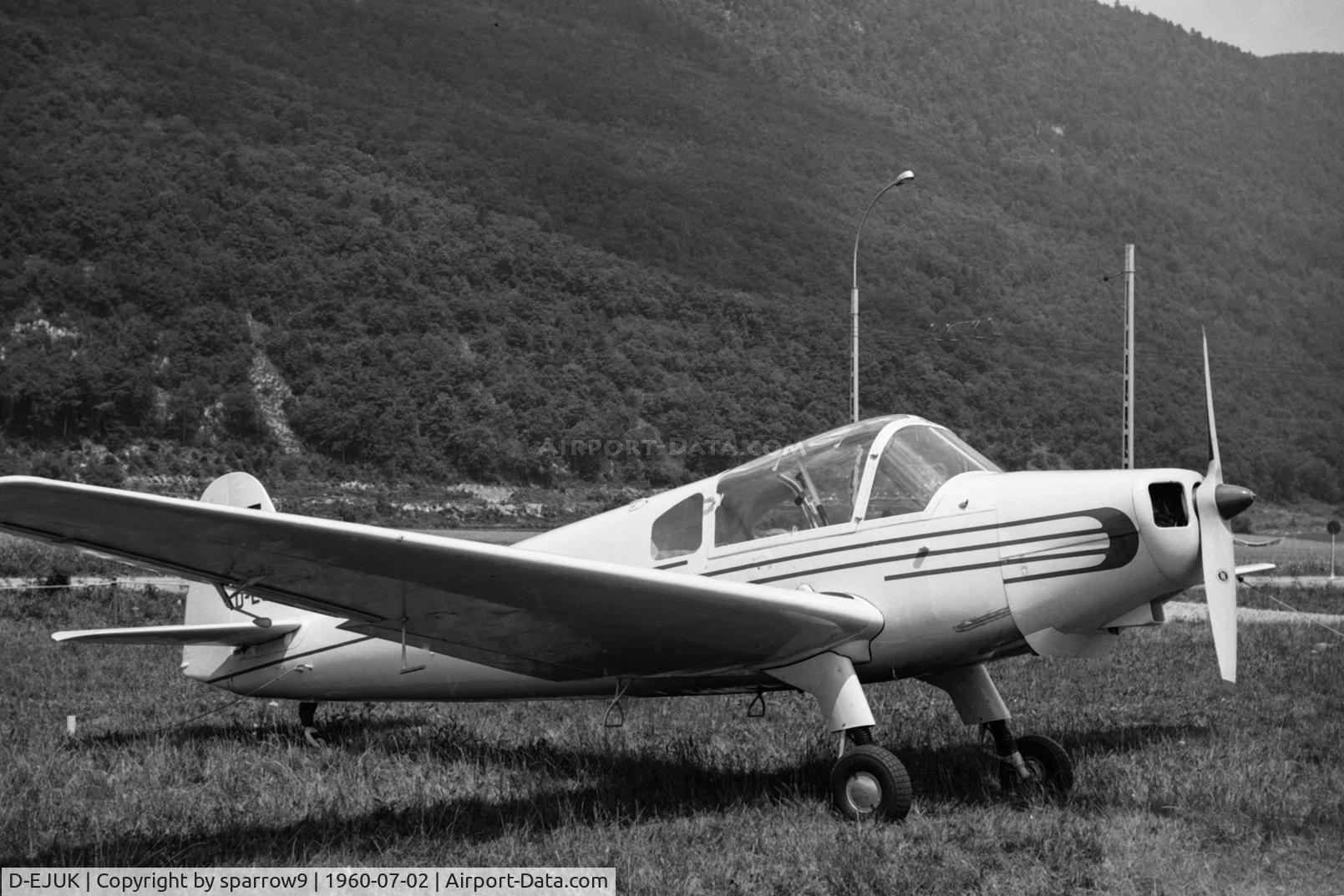 D-EJUK, 1959 Klemm Kl-107B C/N 124, Rallye de la Montre Biel-Boezingen. Scanned from a 6x9 b+w negative.