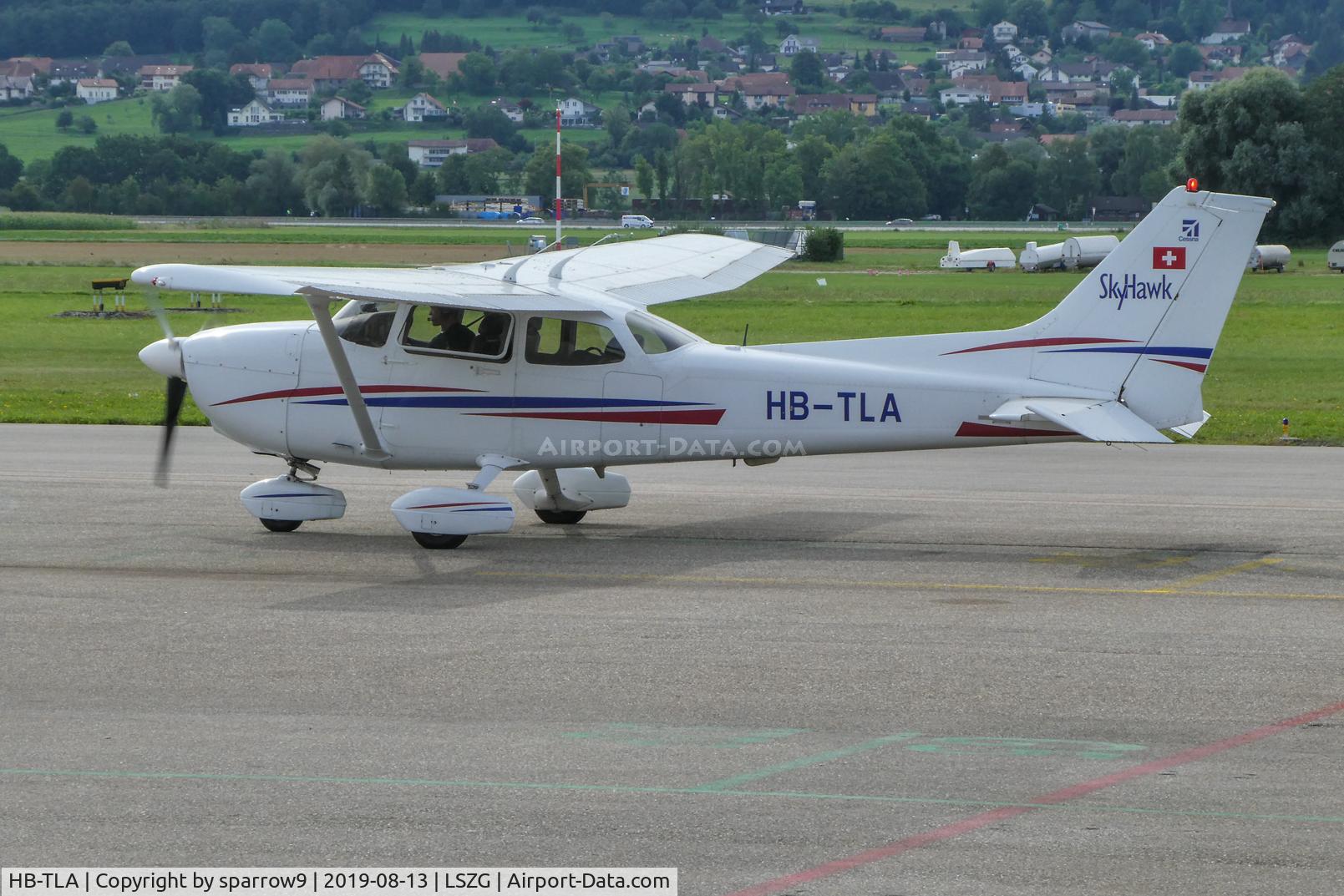 HB-TLA, 2003 Cessna 172R C/N 17281159, At Grenchen. Engine is a THIELERT AIRCRAFT ENGINES GMBH, TAE 125-02-99