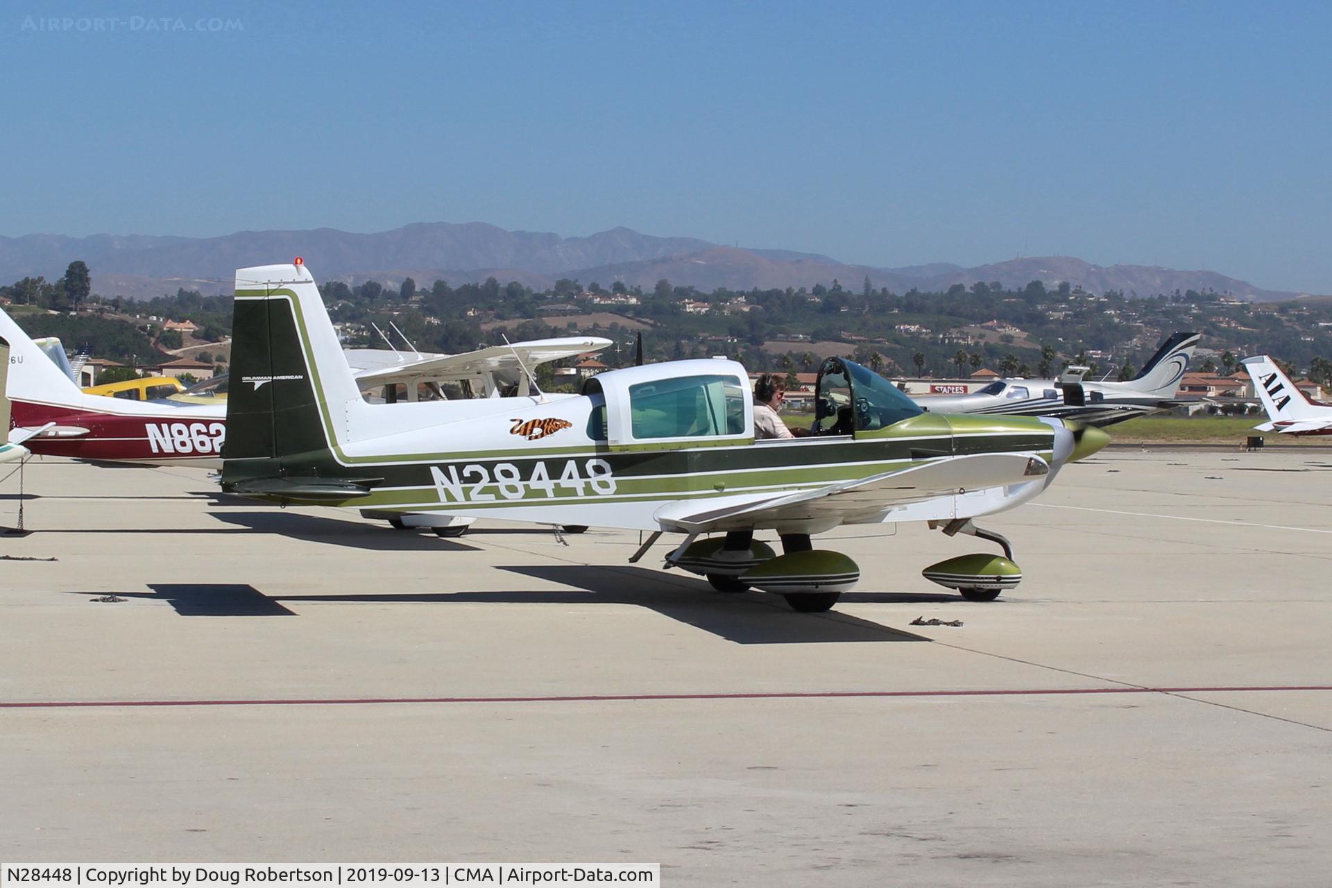 N28448, 1977 Grumman American AA-5B Tiger C/N AA5B0615, 1977 GRUMMAN-AMERICAN AA-5B TIGER, Lycoming O&VO-360 180 Hp, taxi to ramp spot