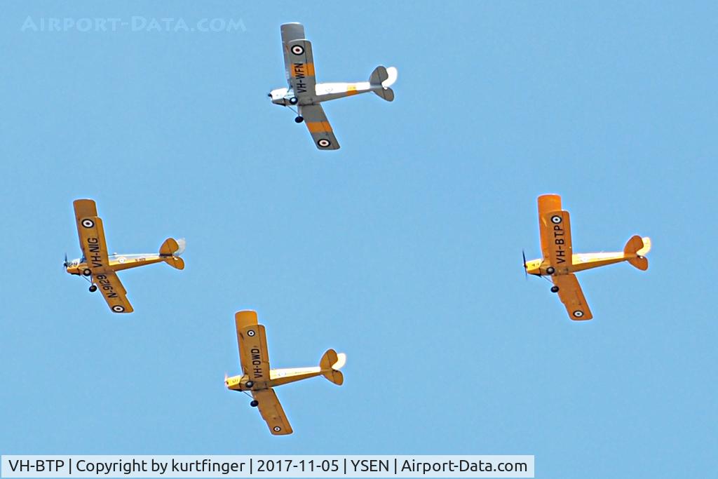 VH-BTP, 1944 De Havilland Australia DH-82A Tiger Moth C/N DHA1075, DeHavilland DH-82A Tiger Moths VH-NIG, VH-WFN, VH-DWD and VH-BTP Serpentine 051117.