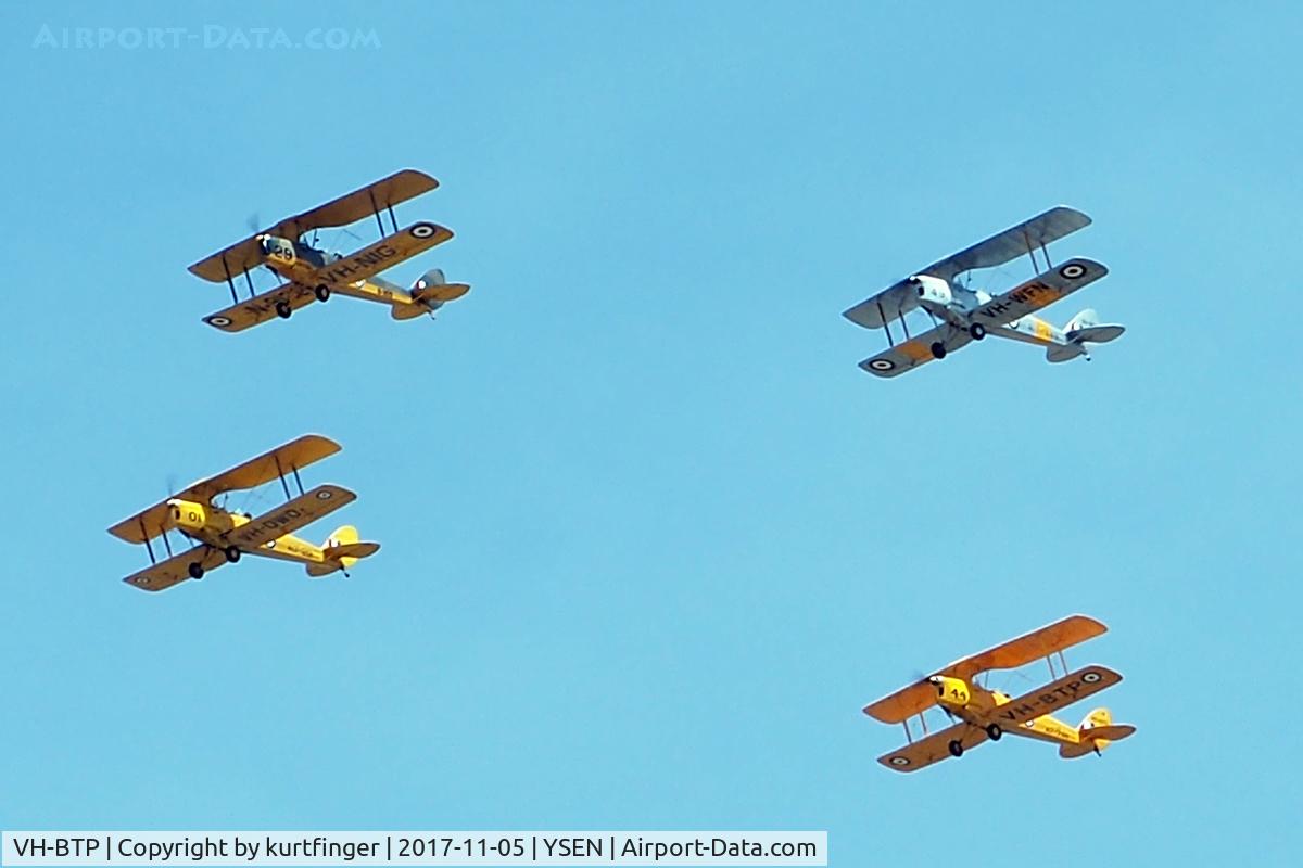 VH-BTP, 1944 De Havilland Australia DH-82A Tiger Moth C/N DHA1075, DeHavilland DH-82A Tiger Moths VH-NIG, VH-WFN, VH-DWD and VH-BTP Serpentine 051117.