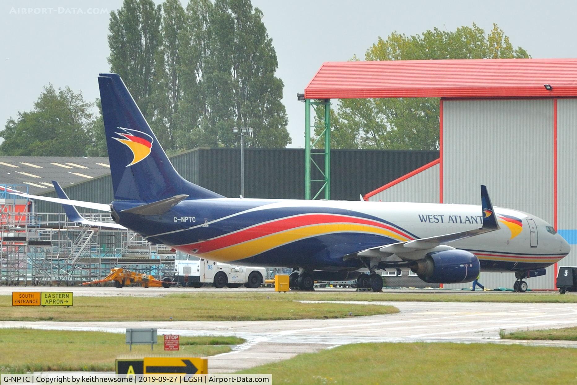 G-NPTC, 2002 Boeing 737-83N SF C/N 32612, Arrived at Norwich for engineering work.