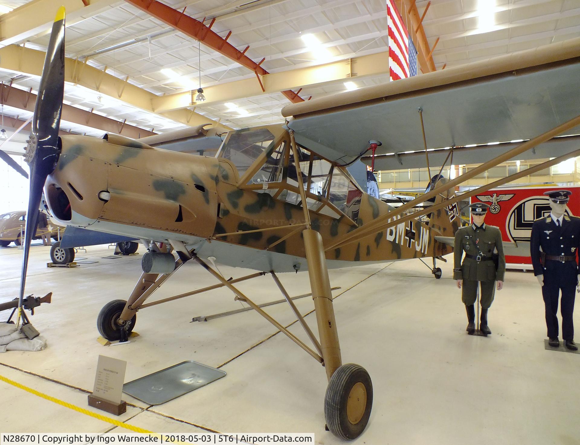 N28670, 1939 Morane-Saulnier MS-502 Criquet C/N 728, Morane-Saulnier MS.502 Criquet (re-converted to inline-engine and displayed as Fieseler Fi 156 Storch) at the War Eagles Air Museum, Santa Teresa NM