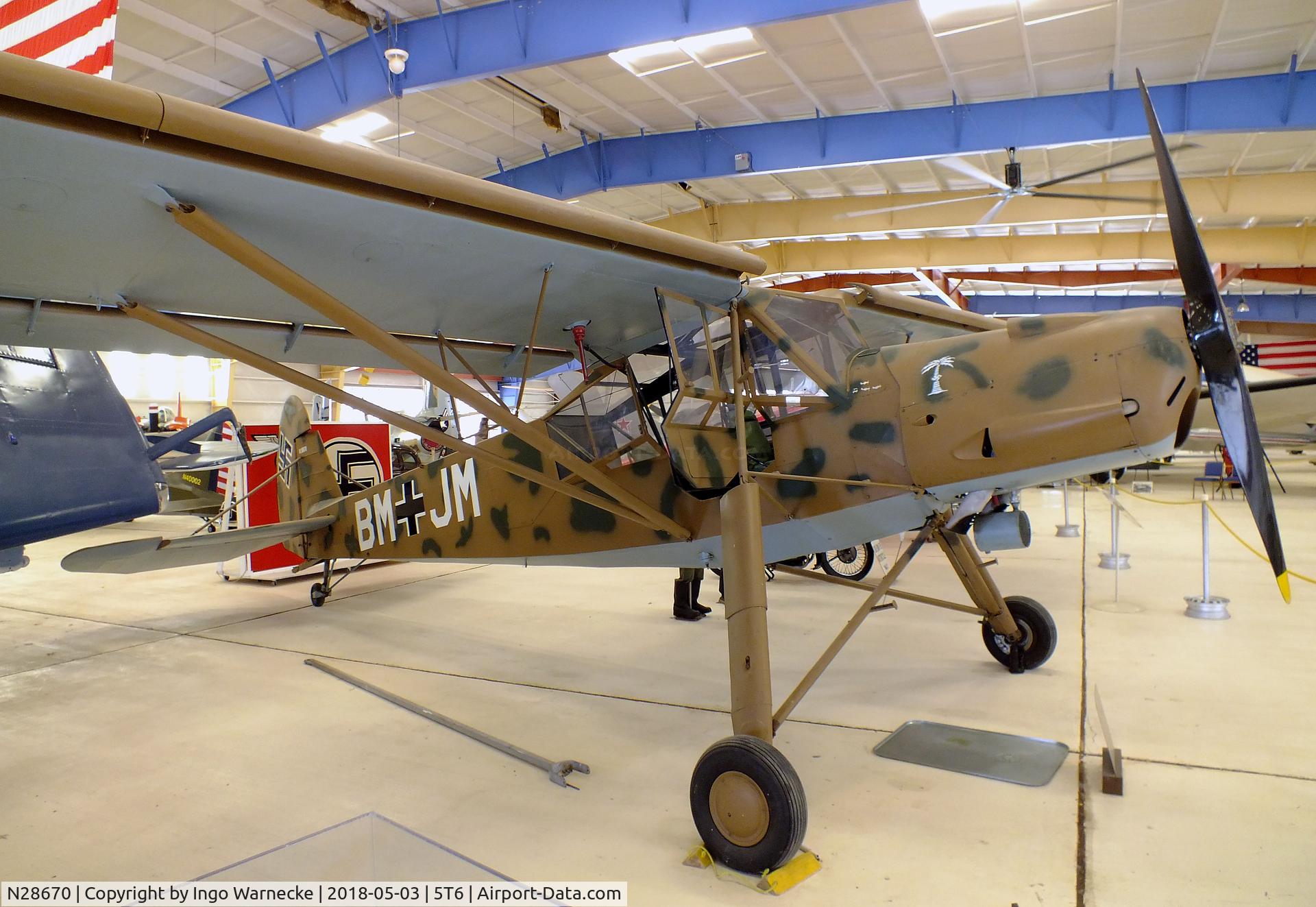 N28670, 1939 Morane-Saulnier MS-502 Criquet C/N 728, Morane-Saulnier MS.502 Criquet (re-converted to inline-engine and displayed as Fieseler Fi 156 Storch) at the War Eagles Air Museum, Santa Teresa NM