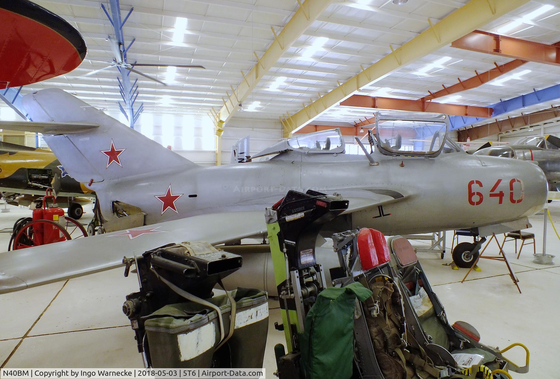 N40BM, 1953 Mikoyan-Gurevich MIG 15 C/N 1A06040, Mikoyan i Gurevich MiG-15UTI MIDGET at the War Eagles Air Museum, Santa Teresa NM